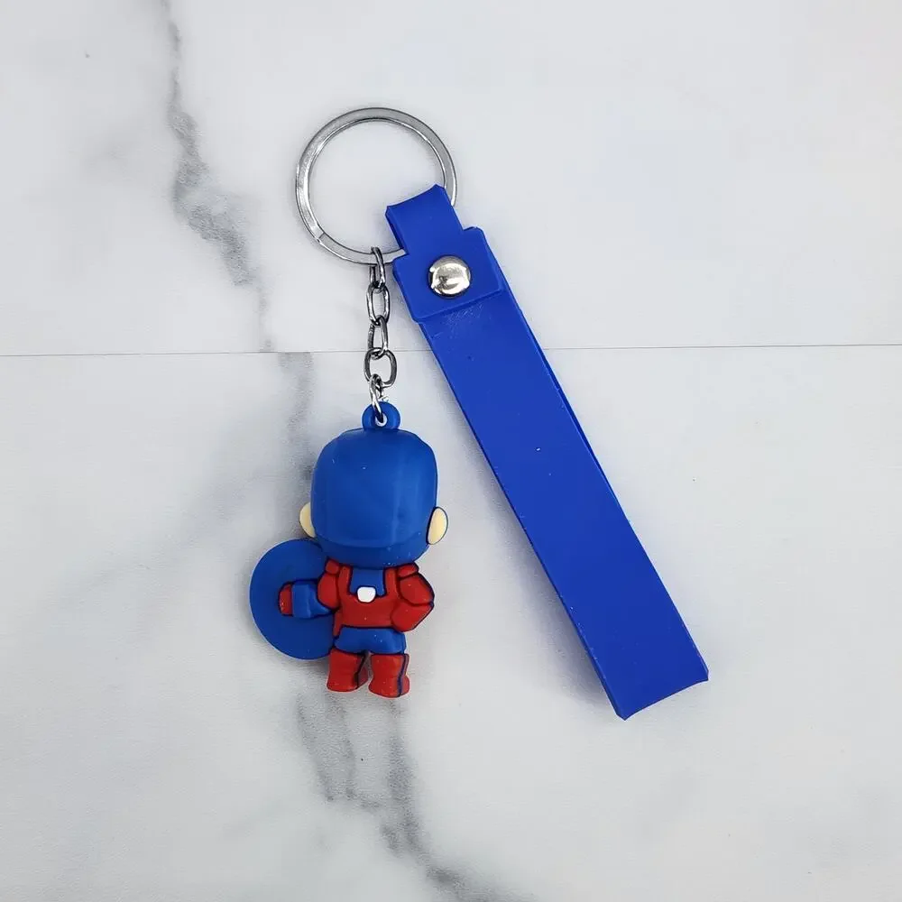 NEW Marvel Captain America Figure Keychain PVC Figure Strap Key Ring Bag Charm